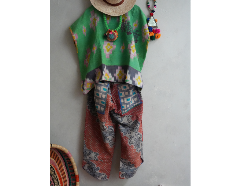 kantha Hindi 木印寬版上衣*青綠 5