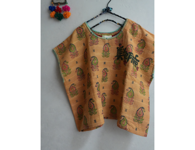 kantha Hindi 木印寬版上衣*蓮光印 1