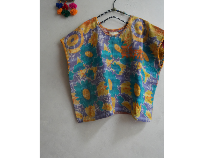 kantha Hindi 木印寬版上衣*花籃 4