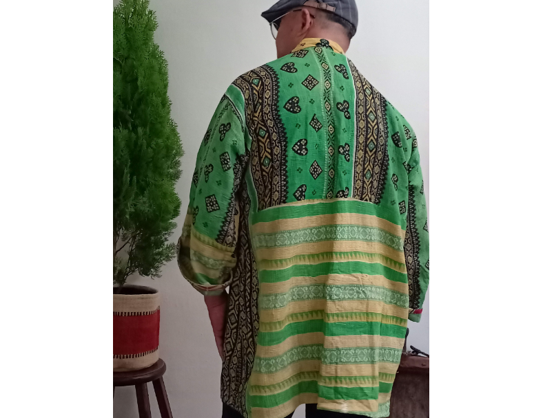 老甘達Kantha外套 / 綠黃撲克花 3