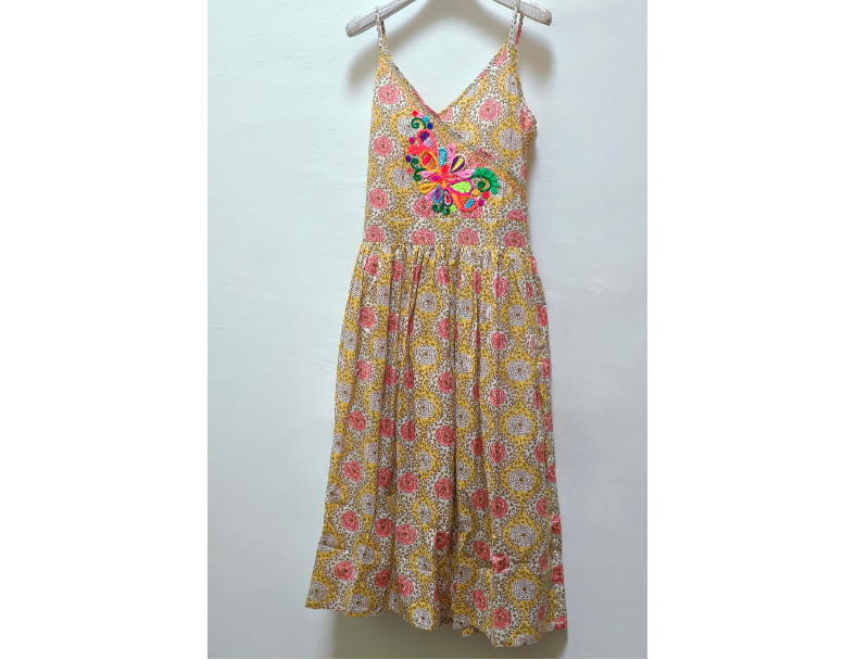 法式V領手織線小洋裝 / 粉黃小菊 /BOHO SUMMER SALE 3
