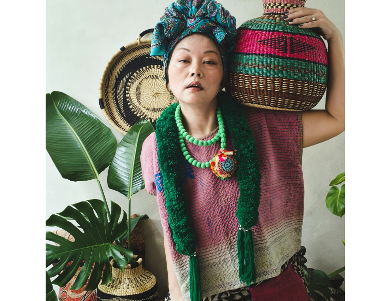 kantha Hindi 木印寬版上衣*old pink 4