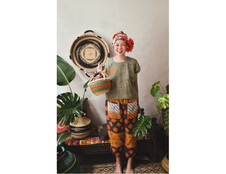 kantha 老甘達口袋褲*粉格子  5