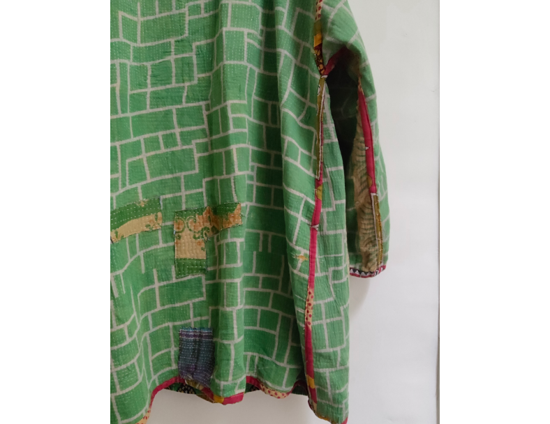 老甘達Kantha外套 / 綠黃撲克花 7