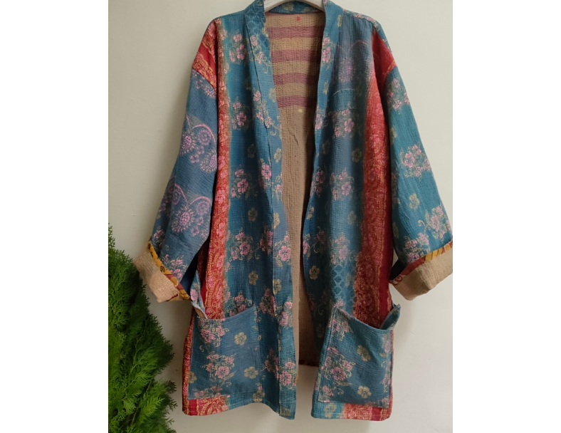 老甘達kantha外套 / 藍卡其 4