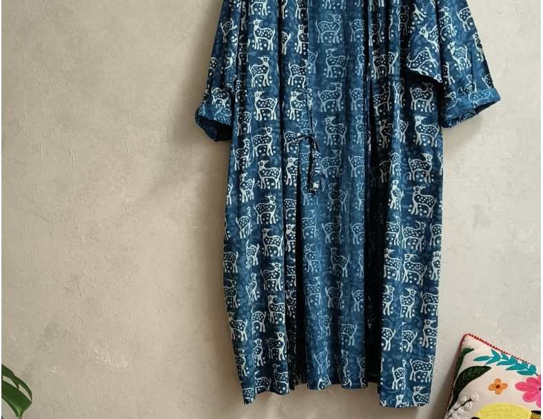 泥染手印長罩衫*藍 4