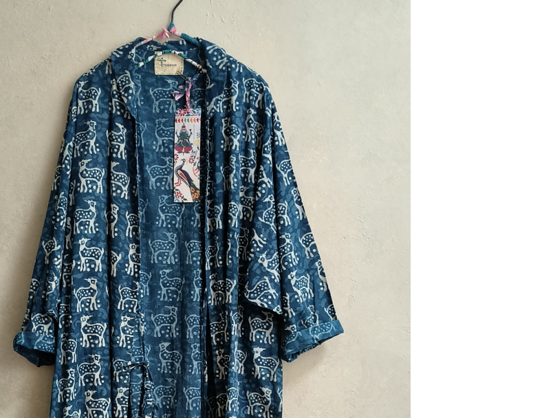 泥染手印長罩衫*藍 2