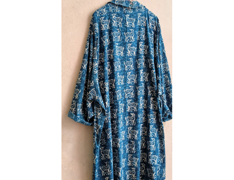 泥染手印長罩衫*藍 3