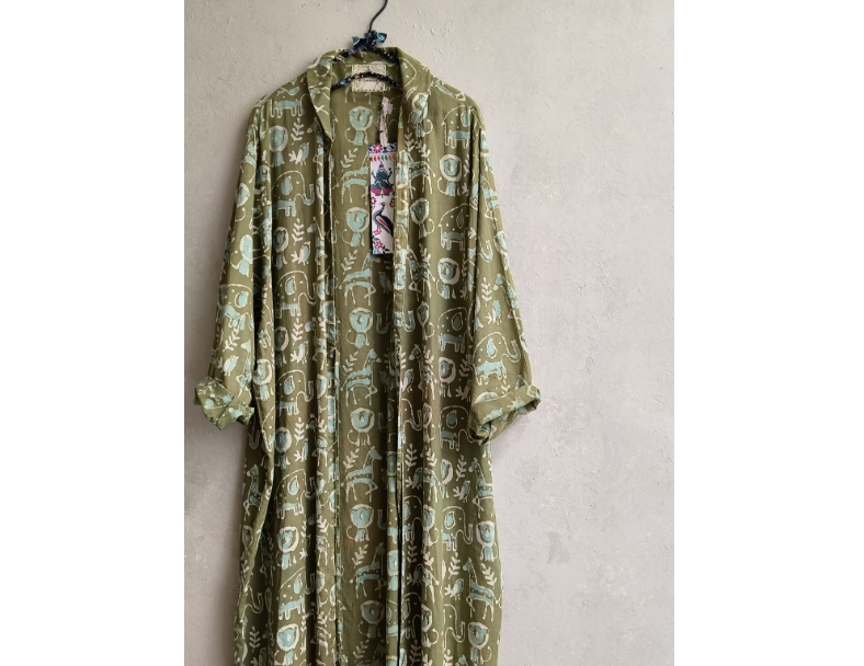 泥染手印長罩衫*綠 3