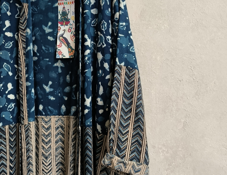 泥染手印長罩衫*藍 4