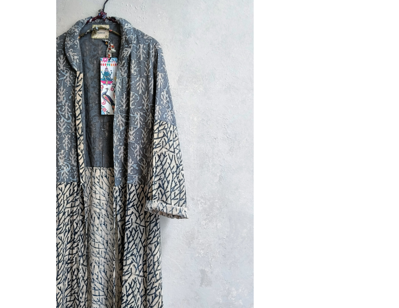 泥染手印長罩衫*灰 2