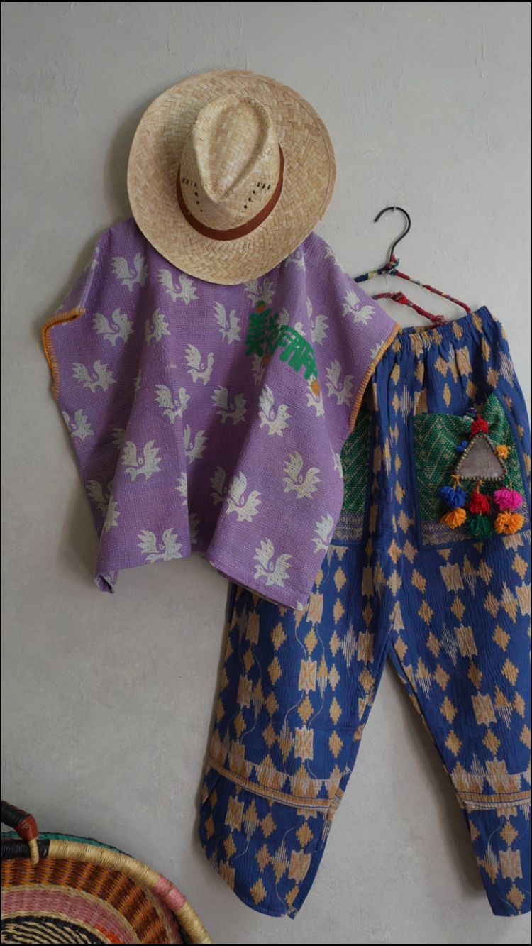 kantha 老甘達口袋褲*孔雀藍