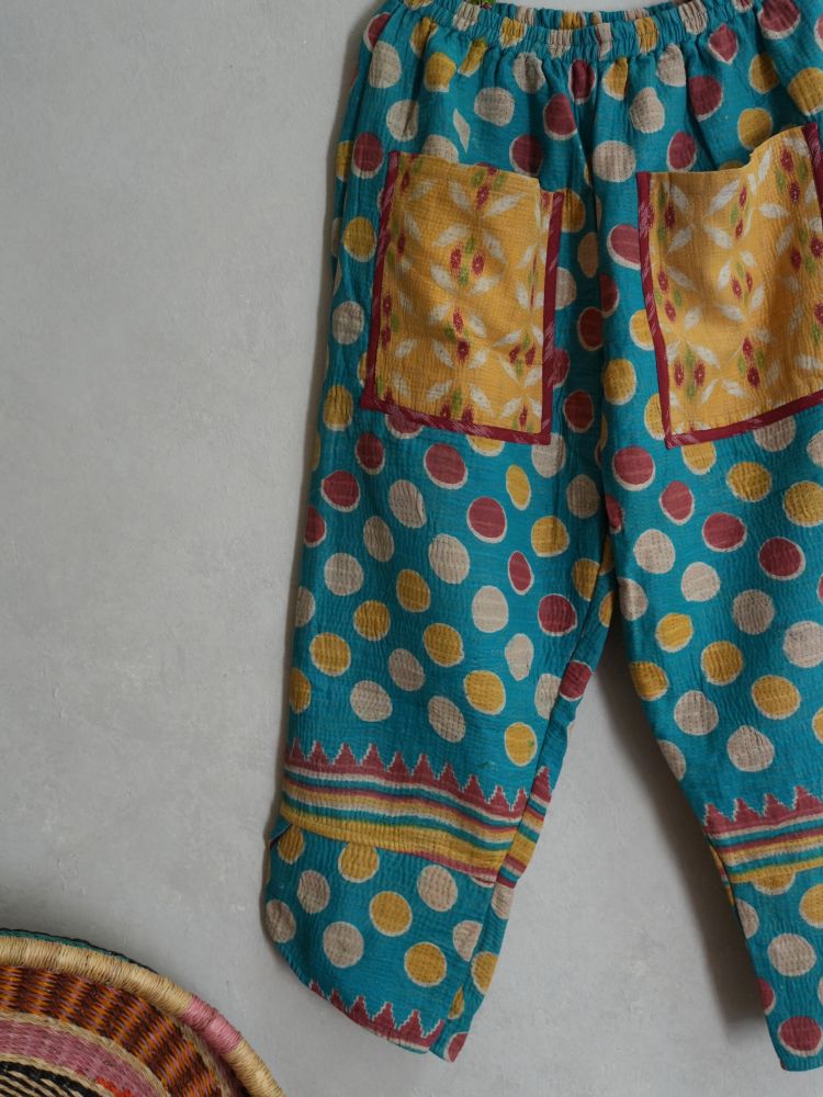 kantha 老甘達口袋褲*藍點點