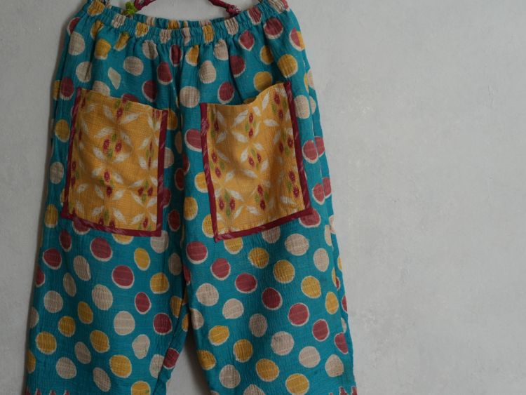 kantha 老甘達口袋褲*藍點點