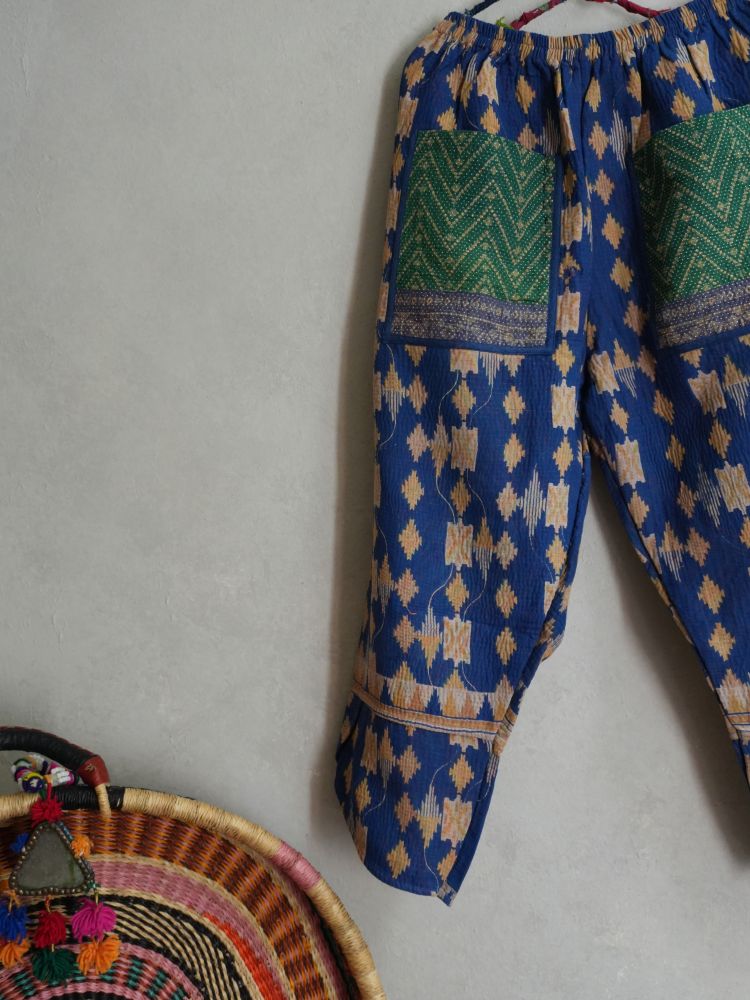 kantha 老甘達口袋褲*孔雀藍
