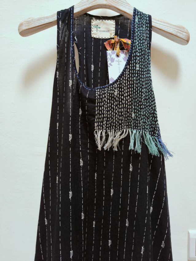 手織拼花長洋 / 黑白貓