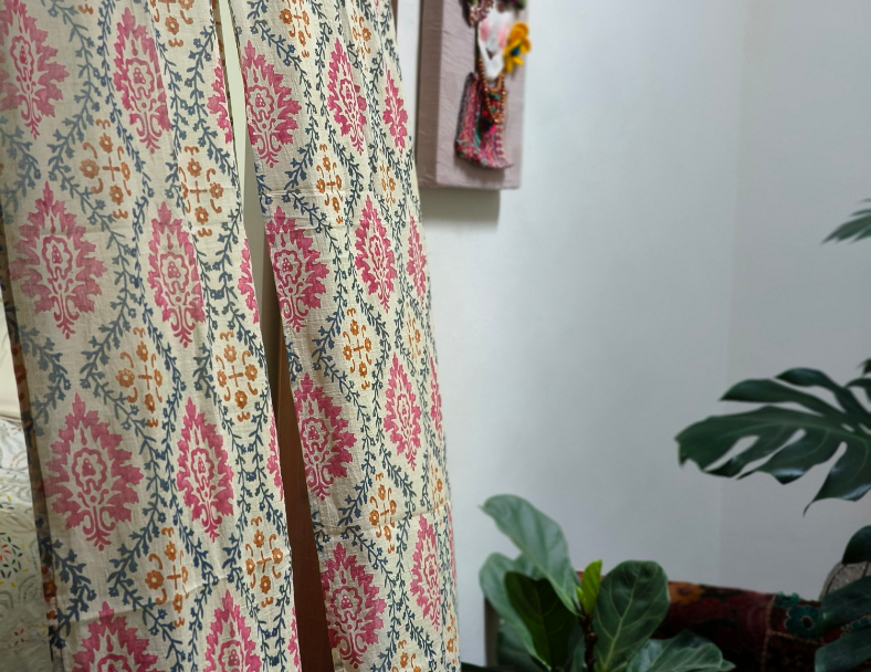 木印門簾-粉黃花語 5