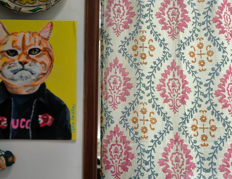 木印門簾-粉黃花語 2