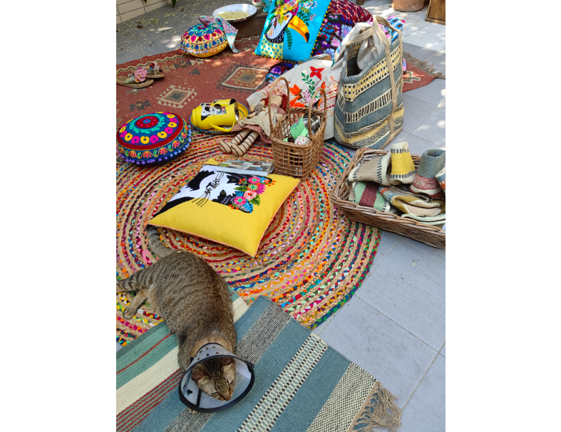 花尾麻編彩圈毯   5