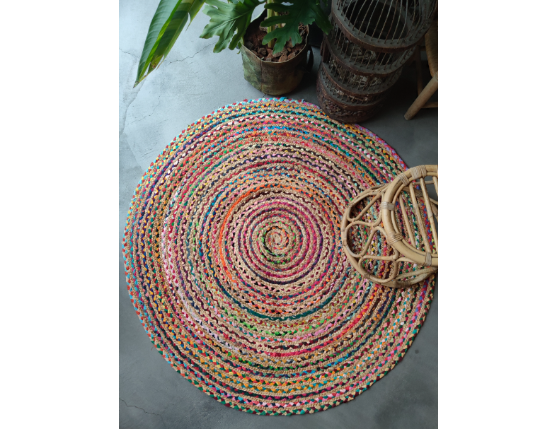 花尾麻編彩圈毯   1