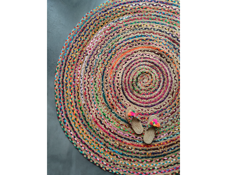 花尾麻編彩圈毯   4