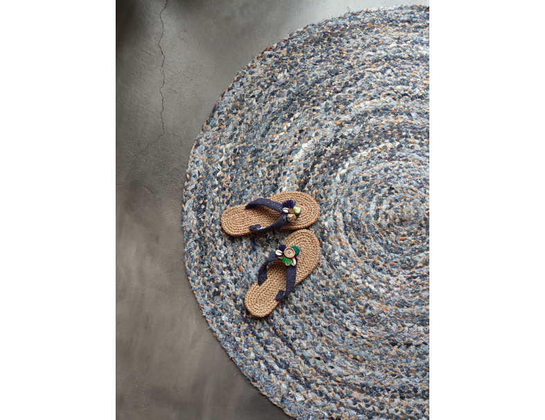 花尾麻編丹寧毯 1