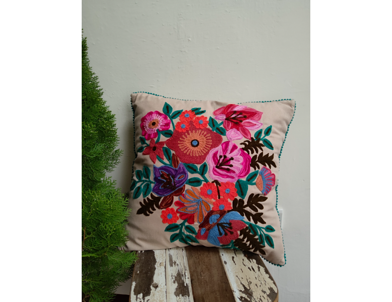 毛繡花抱枕套.米花齊放 2