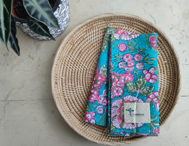 木印小方巾-牡丹花 1