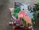 毛繡花抱枕 / 紅鶴 Flamingo 