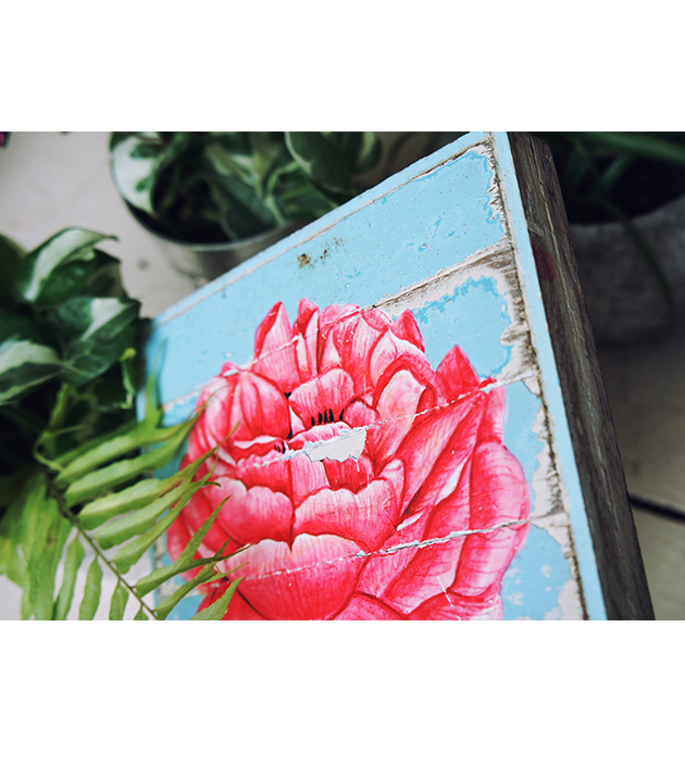 舊料手繪花版畫.D 2